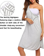 3-in-1 Sleeveless Maternity Snap-Button Nursing Nightgown