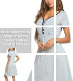 Women's three-in-one maternity/labor/pregnancy/nursing robe, short-sleeved pleated nursing nightgown
