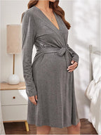 Women's maternity pajama set, V-neck nursing robe set