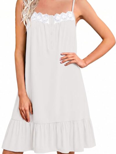 Women's Sleeveless Nightdress Casual Comfortable Nightgown Sleepwear