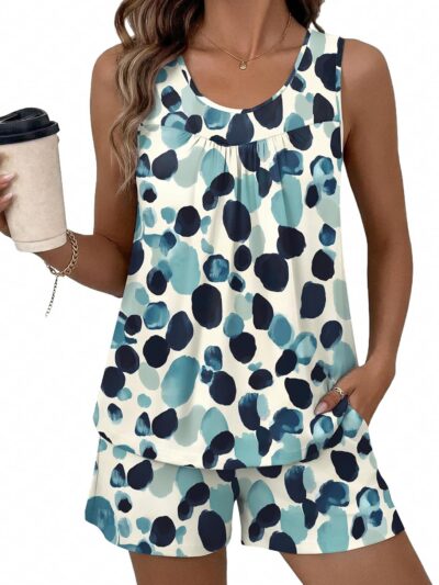 Women's Sleeveless Summer Pajama Set Lightweight Comfortable Sleepwear