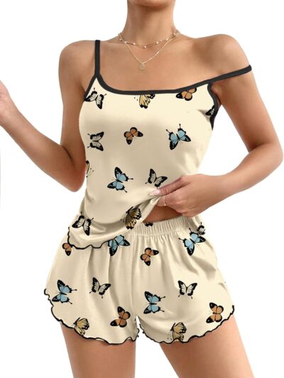 Women's Elastic Camisole Sleepwear with Butterfly Detail