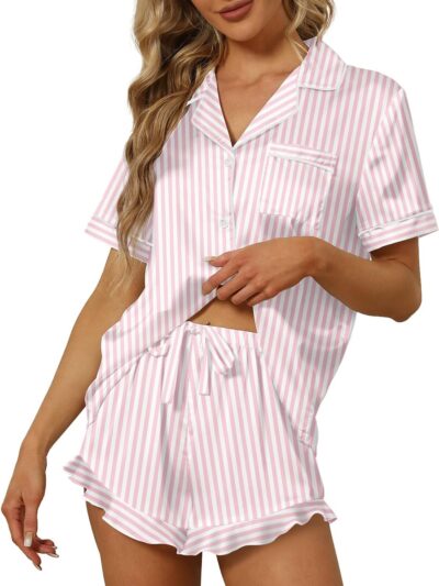 Women's Ruffle Pajama Set Soft Comfortable Loungewear